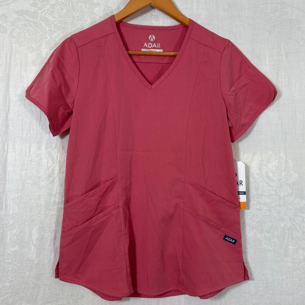 ADAR Pro Scrub Top Small Pink NEW Tailored Fit Rapture Rose